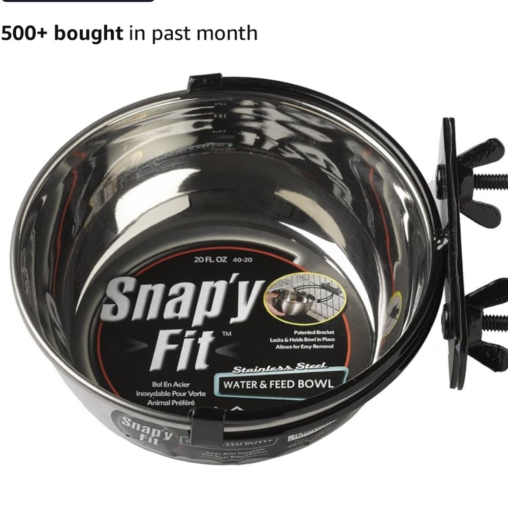 PAIR⭐️Snap'y Fit Stainless Steel Food & Water Bowls, Holds 20 Ounces, Set of 2